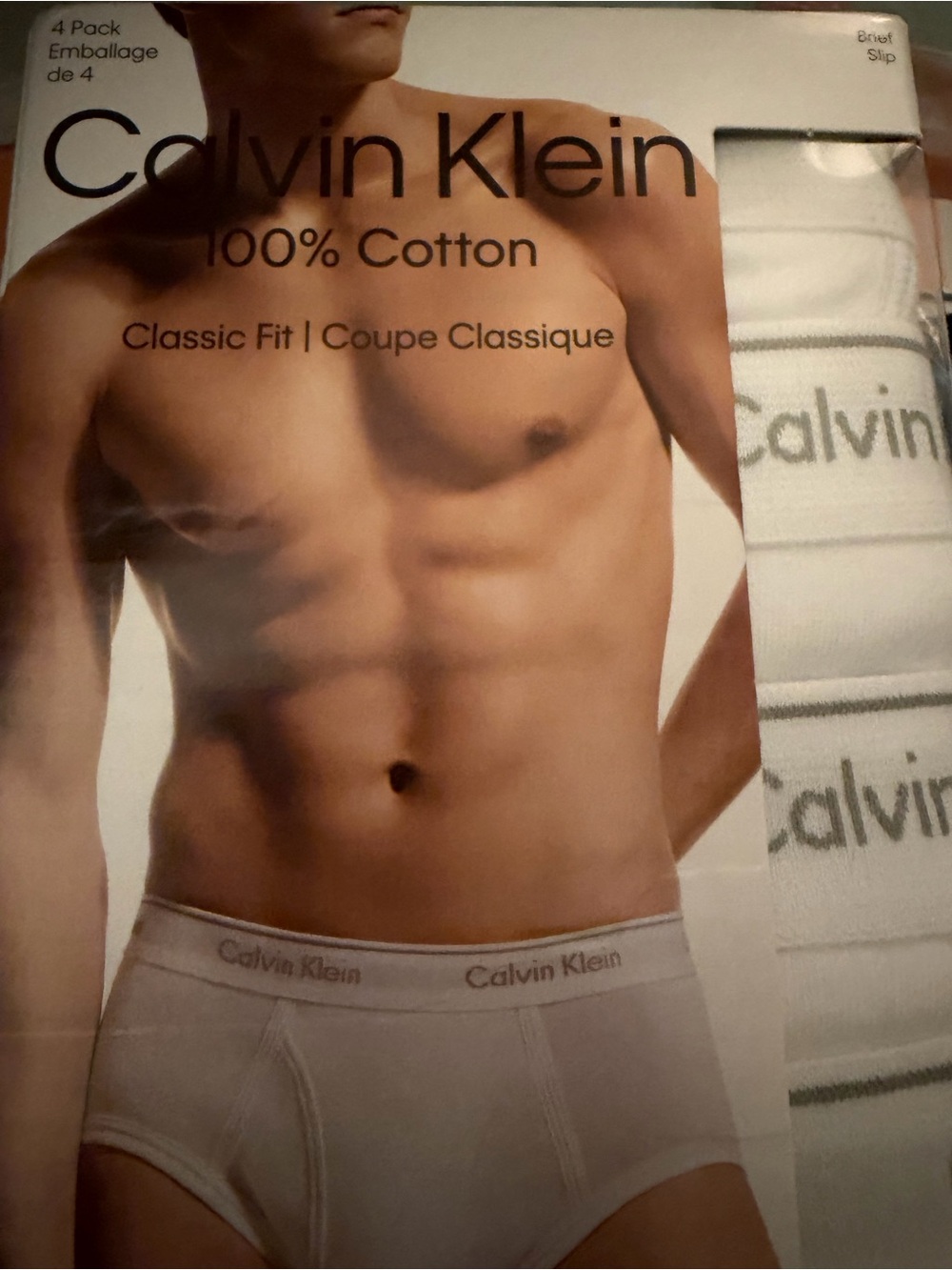 Calvin Klein Men’s White Cotton Classic Fit Briefs — Branded Waistband